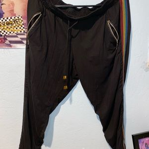 Black joggers with rainbow stripe